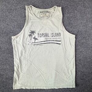 U.S. Vintage Topsail Island North Carolina Surf Tank Top Men Medium Gray Graphic